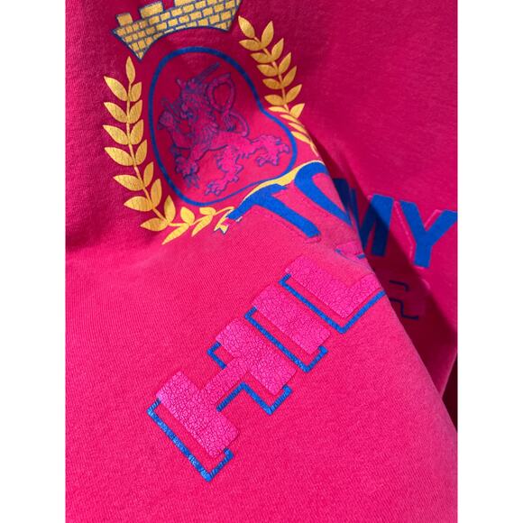 Rare 80s Vintage Tommy Hilfiger Heavyweight Red Crewneck Puff Lettering XL - Picture 5 of 8